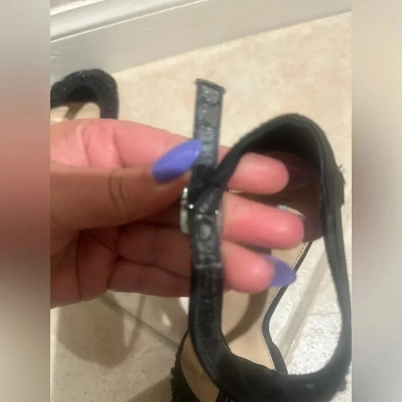 Blue‎ Betsey Johnson Black SB- Holly Heels Satin Beaded T-Strap Heels. Size 8.5 - Picture 13 of 16